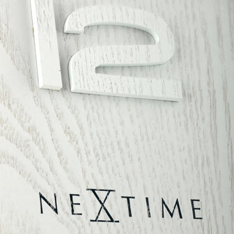 NeXtime NE-3095WI Wandklok Dia. 53 X 3 Cm, Hout, Wit, &#039;Wood Wood Big&#039;