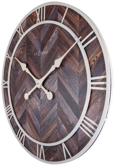 NeXtime NE-3245BR - Wandklok - &Oslash; 58 Cm - Hout/Metaal - Donkerbruin - &#039;Roman Vintage&#039;