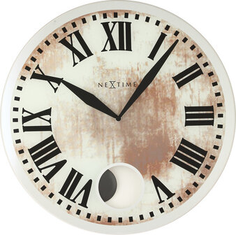 NeXtime NE-8162 Wandklok Dia. 43 X 4.2 Cm, Glas, Wit, &#039;Romana&#039;