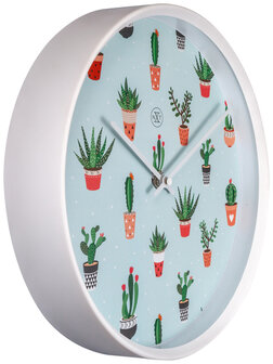 NeXtime NX-7348 Wandklok NXt Cactusdia 30cm Kunststof Wit