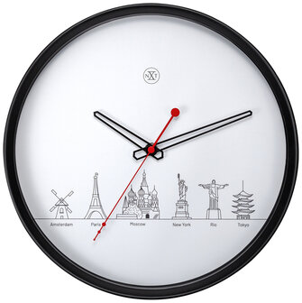 NeXtime NX-7350 Wandklok NXt Worldtour Dia 30cm Kunststof Zwart