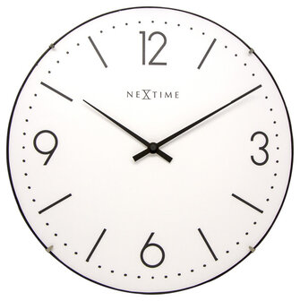 NeXtime NE-3157WI Wandklok Dia. 35 Cm, Bol Glas, Wit, &#039;Basic Dome&#039;