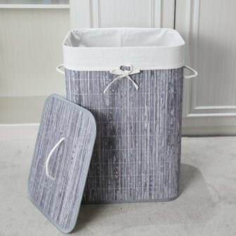 Homestyle Pro Rechthoekige Bamboe Wasmand 40x30x60 cm Grijs/Wit