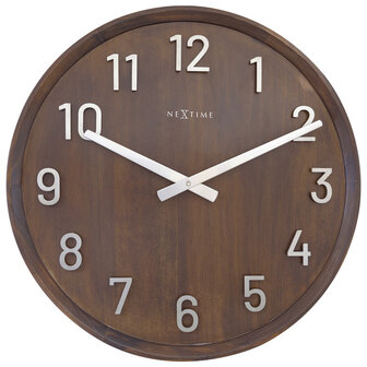 NeXtime NE-3284BR Grote Wandklok - 50cm- Stille Klok - Walnoot Hout - &quot;Precious&quot;