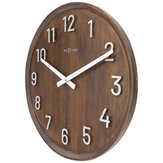 NeXtime NE-3284BR Grote Wandklok - 50cm- Stille Klok - Walnoot Hout - &quot;Precious&quot;