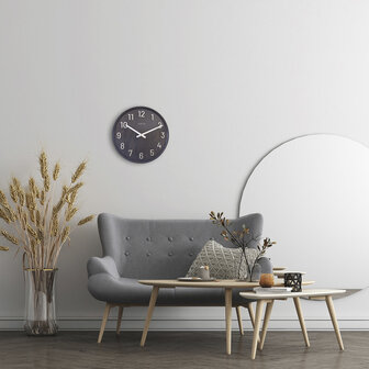 NeXtime NE-3284ZW Grote Wandklok - 50cm- Stille Klok - Walnoot - Zwart - &quot;Precious&quot;