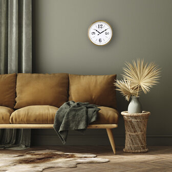 NeXtime NE-3290GO Landelijke Wandklok - 39cm - Stille Klok - Wit/ Goud- &quot;Classic&quot;