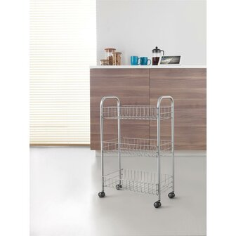 Tomado Metaltex Keuken/Badkamer Opbergtrolley Lugano 41x23x63 cm Wieltjes