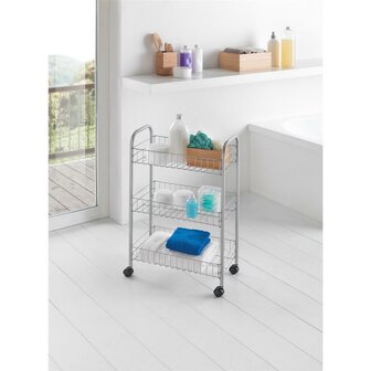 Tomado Metaltex Keuken/Badkamer Opbergtrolley Lugano 41x23x63 cm Wieltjes