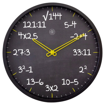 NeXtime NX-7363ZW Reken Wandkllok - 30cm -Stille Klok- Rekenformule Design - NXt By - &quot;Maths&quot;