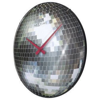 NeXtime NE-3293 Stille Wandklok - 35cm - Discobal - Koepelvormig Glas - &quot;Disco Ball&quot;