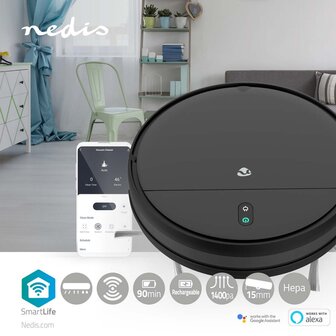 Nedis WIFIVCR001CBK 3in1 Smart Wi-Fi Robotstofzuiger Zwart