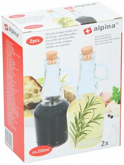 Alpina Olie&amp;Azijn Fles 250ml Glas 2-delig