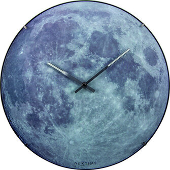 NeXtime NE-3164 Wandklok Dia. 35 Cm, Bol Glas, &#039;blauw Moon Dome&#039;