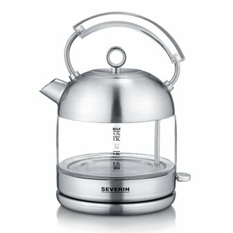 Severin WK3459 Retro Glazen Waterkoker 1.7L 2400W RVS