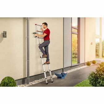 Hailo T80 Aluminium Telescoopladder 13 Treden + Stabilisatiebalk 111-380 cm