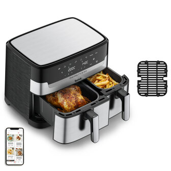 Tefal EY905D Easy Fry &amp; Grill Dual Heteluchtfriteuse 8.3L 2700W RVS/Zwart