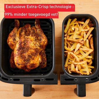 Tefal EY905D Easy Fry &amp; Grill Dual Heteluchtfriteuse 8.3L 2700W RVS/Zwart