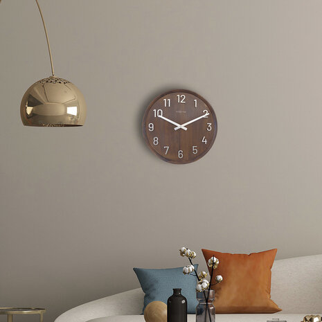 NeXtime NE-3284BR Grote Wandklok - 50cm- Stille Klok - Walnoot Hout - "Precious"