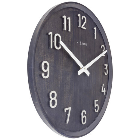 NeXtime NE-3284ZW Grote Wandklok - 50cm- Stille Klok - Walnoot - Zwart - "Precious"