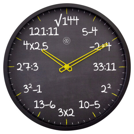 NeXtime NX-7363ZW Reken Wandkllok - 30cm -Stille Klok- Rekenformule Design - NXt By - "Maths"