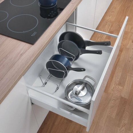 Metaltex Smart Kitchen Potten en Pannen Organizer 16x45x13 cm Zilver