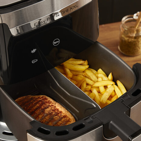 Tefal EY801D XXL 2in1 Heteluchtfriteuse 6.5L 1650W Zwart/RVS