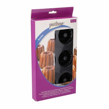 Patisse Mini Tulbandvorm 6 Vaks 29x17 cm Zwart/Siliconen