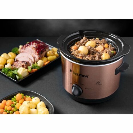 Bestron ASC150CO Slowcooker 1.5L Koper/Zwart