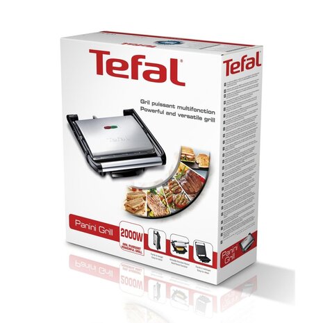 Tefal GC241D Multifunctionele Panini Grill 2000W Zwart/RVS