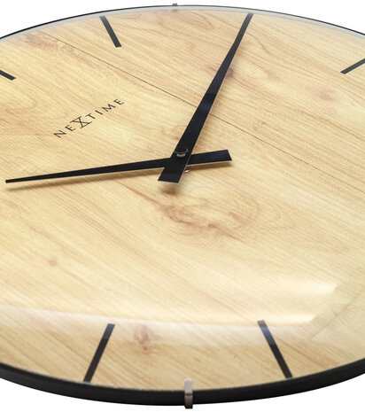 NeXtime NE-3249 Wandklok Edge-Wood-Dome Dia 35cm Kunststof Licht Bruin