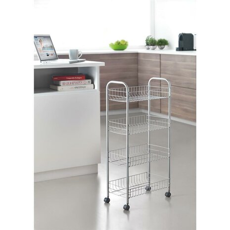 Metaltex Keuken/Badkamer Opbergtrolley Ascona 41x23x84 cm Wieltjes