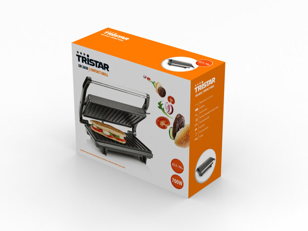 Tristar GR-2650 Contactgrill Zwart/RVS 700W