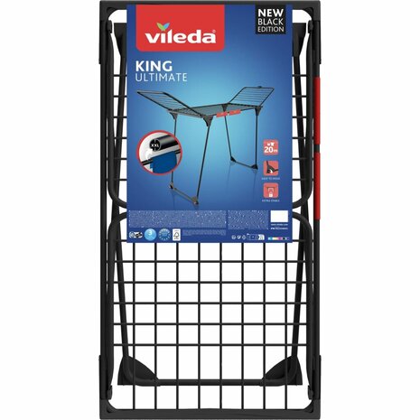 Vileda King Ultimate Droogrek + Wieltjes 20 m Drooglengte Zwart