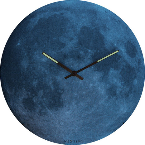 NeXtime NE-3164 Wandklok Dia. 35 Cm, Bol Glas, 'blauw Moon Dome'