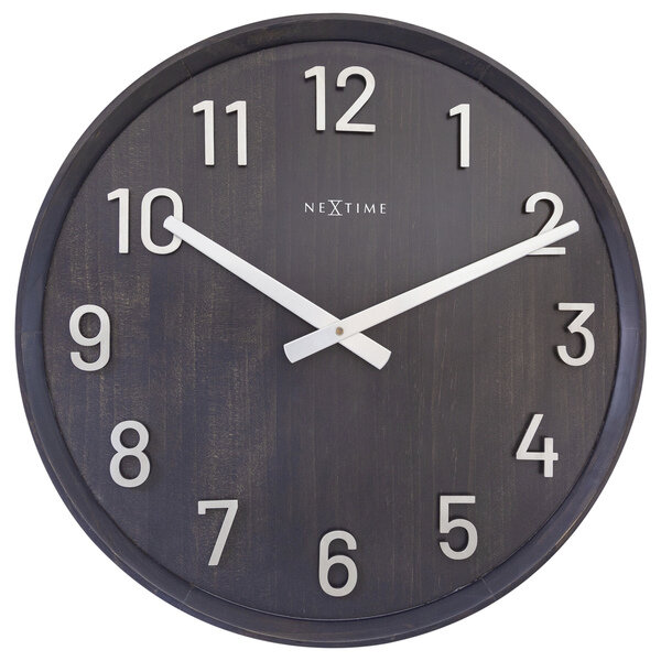 NeXtime NE-3284ZW Grote Wandklok - 50cm- Stille Klok - Walnoot - Zwart - 