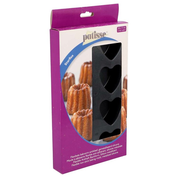 Patisse Mini Hartvormpjes 8 Vaks 29x17 cm Zwart/Siliconen