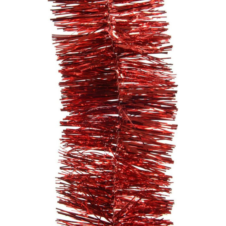 Decoris Kerst Lametta Guirlande Rood 270 cm