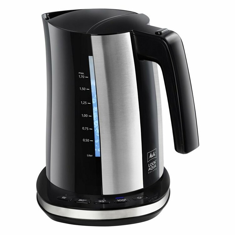 Melitta 1026-14 Look Aqua DeLuxe Waterkoker 1.7L 2400W Zwart/RVS