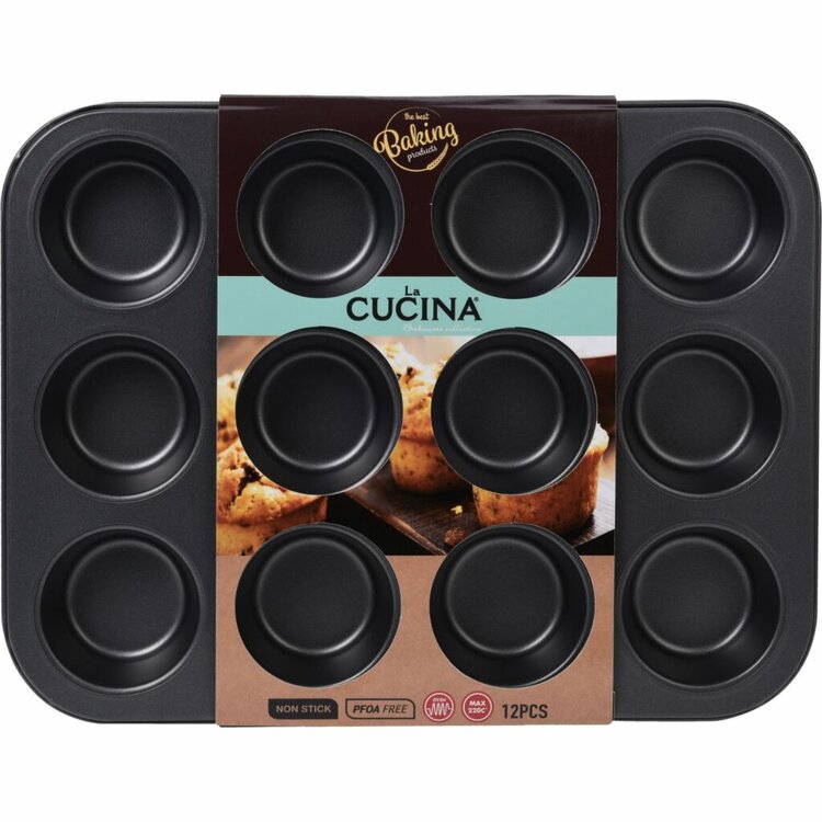 La Cucina Muffinvorm 35x26.5x3.5 cm Zwart