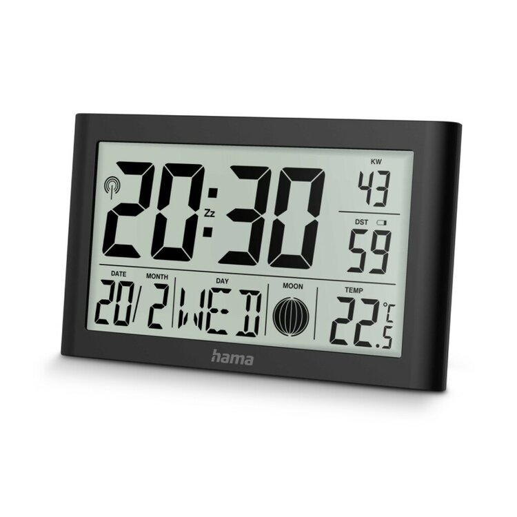 Hama Digitale DCF Wandklok Martinique + Thermometer en Hygrometer Zwart