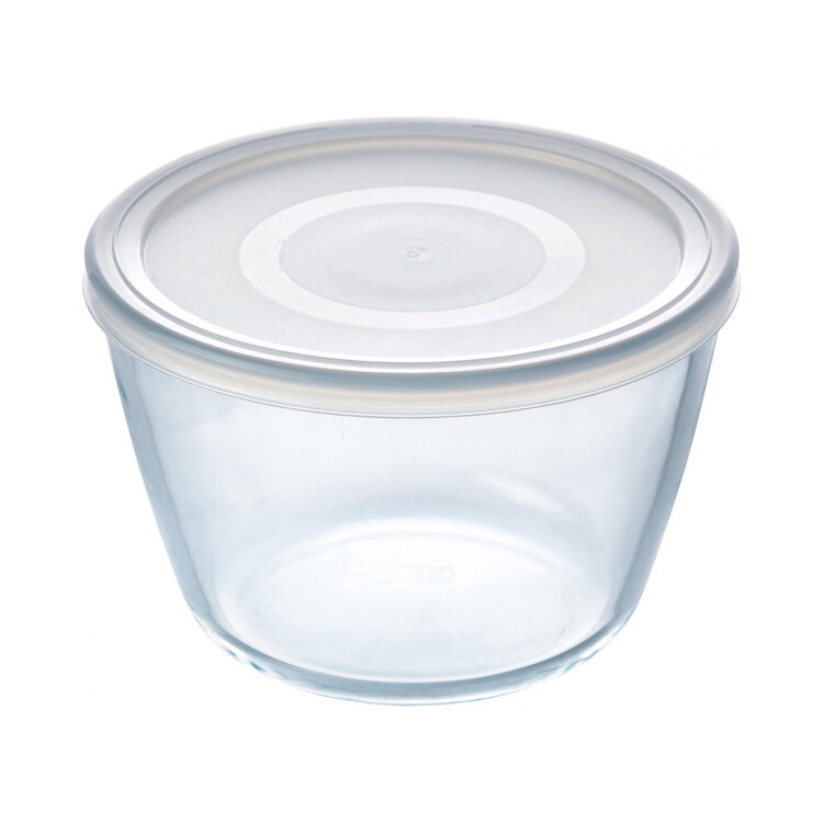 Pyrex Cook and Freeze Ronde Glazen Vershoudschaal met Deksel 1.6L