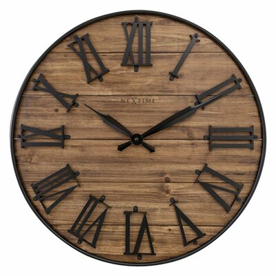 NeXtime NE-3278BR Grote Wandklok Manchester 50 cm Hout/Zwart Metaal