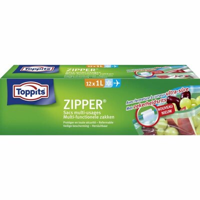 Toppits Zipper Multi-Functionele Zakken 1L 12 Stuks