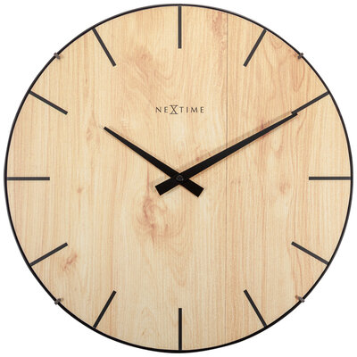 NeXtime NE-3249 Wandklok Edge-Wood-Dome Dia 35cm Kunststof Licht Bruin