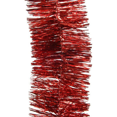 Decoris Kerst Lametta Guirlande Rood 270 cm