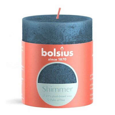 Bolsius Shimmer Stompkaars 8x6.8 cm Blauw