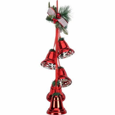 Decoratie Kerstbelletjes met Dennentakjes Rood/Groen