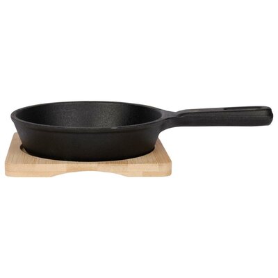 Gietijzeren Gratinschotel 12.5 cm + Bamboe Onderzetter Zwart